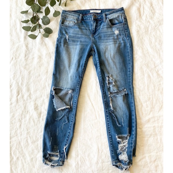 CELLO light wash mid rise distressed denim jeans - Picture 3 of 15